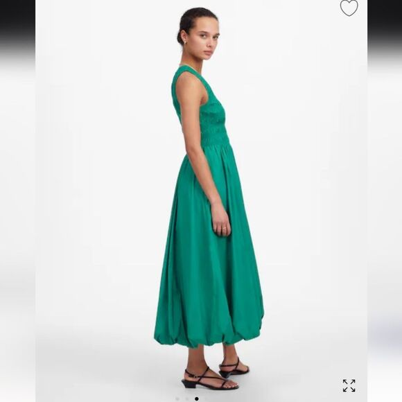 NWT Madewell Dress Melody Bubble-Hem Smocked Midi Poplin Verdant Green Size M - Picture 15 of 16